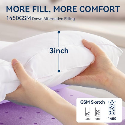 BDEUS Dual Layer 5 Inch Memory Foam Mattress Topper California King Size, 2 Inch Gel Memory Foam Plus 3 Inch 1450 GSM Down Alternative Quilted Pillow Top Mattress Pad Cover,White