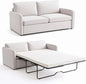 Queen Pull Out Sofa Bed, 2-in-1 Convertible Sleeper Sofa Couch with Memory Foam Mattress, 3-Seater Sofa Bed Queen with Arms for Living Room & Small Spaces, Beige
