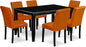 East West Furniture DUAB7-BLK-61 7 Piece Kitchen Table & Chairs Set Consist of a Rectangle Dining Table and 6 Baked Bean Faux Leather Parson Dining Room Chairs, 36x60 Inch, Black