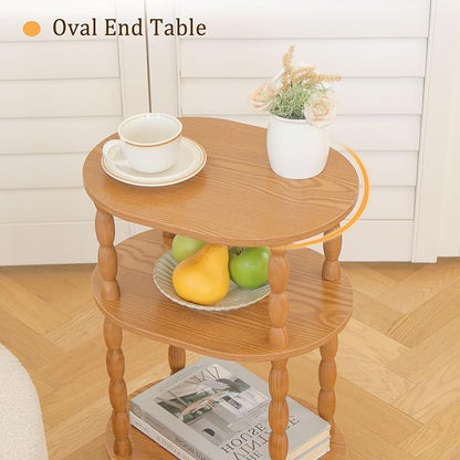 MaxSmeo End Table, Small Side Table for Small Spaces, Modern Oval Night Stand Accent Table for Living Room, Bedroom, Brown