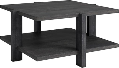 Henn&Hart 35" Wide Square Coffee Table in Charcoal Gray, for Home, Living Room, Bedroom, Entertainment Room, Office