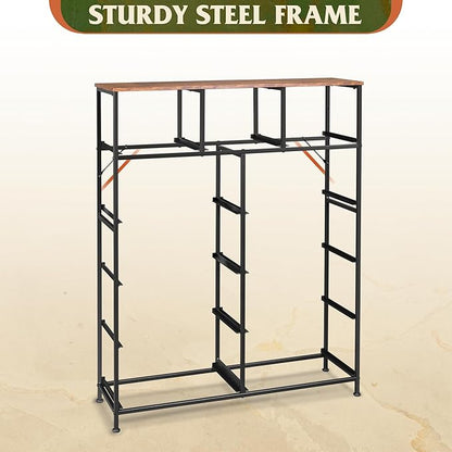WLIVE Storage Organizer Unit with 11 Fabric Bins, Storage Drawers Organizer with Steel Frame, Tall Storage Tower Organizaton for Living Room, Hallway, Office, Rustic Brown