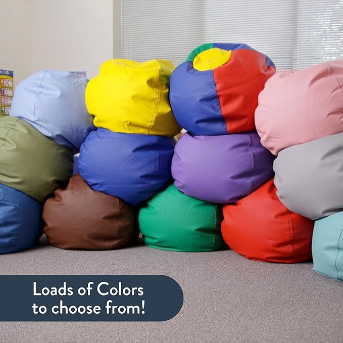Children's Factory-CF610-007 35" Kids Bean Bag Chairs, Flexible Seating Classroom Furniture, Beanbag Ideal for Boy/Girl Toddler Daycare or Playroom, Red
