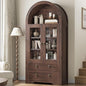 Kitchen Pantry Cabinet, Arched Bookshelf Bookcase China Pantry Storage Cabinet with Drawers Doors and Shelves,71“ Tall Food Pantry Funiture for Living Room,Dining Room (Brown)