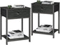 Nightstands Set of 2, Industrial End Table with Fabric Drawer&Storage Shelf, Small Bedside Table Organizer for Small Space for Living Room, Tall 23.6" Night Stand for Bedroom, Black Oak
