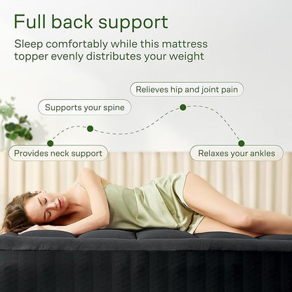Ultra Soft Twin Size Mattress Topper - Viscose Made from Bamboo Pillow Top Mattress Pad for Back Pain Relief - Naturally Cooling for Hot Sleepers, Black