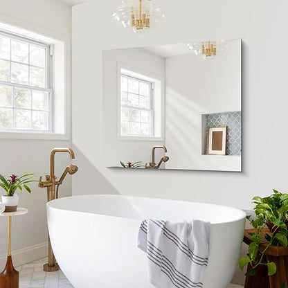 Frameless Mirror, 36x40 inch Bathroom Mirrors for Over Sink, Large Frameless Wall Mirror, Upgraded Shatterproof Vanity Mirror with Polished Edge for Bathroom,Bedroom,Living Room and Entryway