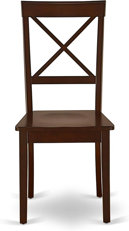 East West Furniture NDBO3-MAH-W 3 Piece Dining Set Contains a Rectangle Dining Room Table with Dropleaf and 2 Wood Seat Chairs, 30x48 Inch, Mahogany