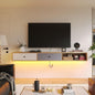 Modern Floating TV Stand with Doors, 70 Inch Wall Mounted TV Console,Floating Media Console Cabinet Under TV Shelf for Living Room Bedroom,Natural