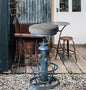 Topower American Antique Industrial Round Bottom Adjustable Height Cafe Coffee Retro Vintage Stylish Water Pipe Design Pub Kitchen Bar Stool (Antique Blue, PU Leather Top)