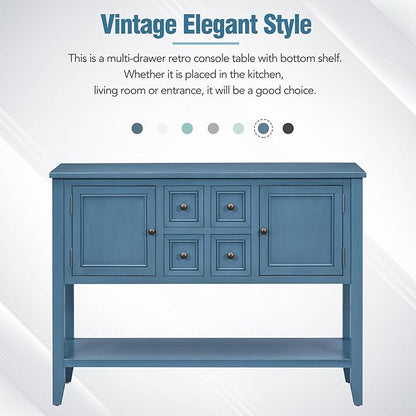 Merax Modern Wood Buffet Sideboard with Drawers and Bottom Shelf Console Table for Living Room Dinning Room Kitchen (Light Navy)