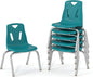 Berries Jonti-Craft 8142JC6005 Stacking Chairs with Chrome-Plated Legs, 12" Height, Teal, Pack of 6