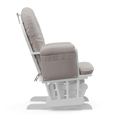 Storkcraft Premium Hoop Glider & Ottoman (White/Taupe Swirl) — GREENGUARD Gold Certified Nursery Glider, Solid Wood Craftsmanship, Smooth-Gliding Nursery Chair and Ottoman, Award-Winning