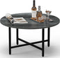 Coffee Table, 23.6" Coffee Tables for Living Room, Round Coffee Table with Metal Frame, Floor Table for Sitting on The Floor, Home, Office, Elegant Gray