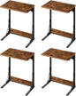 Tatub Folding TV Tray Table Set of 4, 24" Wide C-Shaped End Table for Couches, Small Sofa-Side Laptop Desk with Metal Frame for Living Room, Bedroom, Rustic-Brown