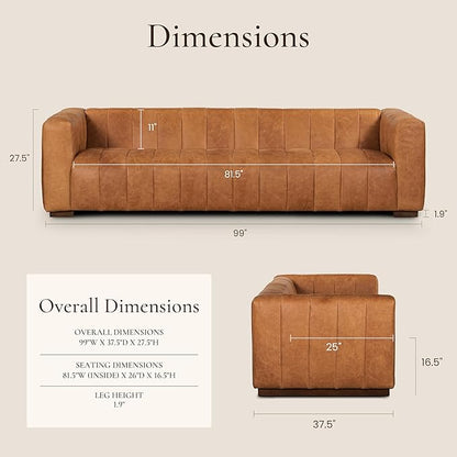POLY & BARK Canale 99" Sofa in Cognac Tan