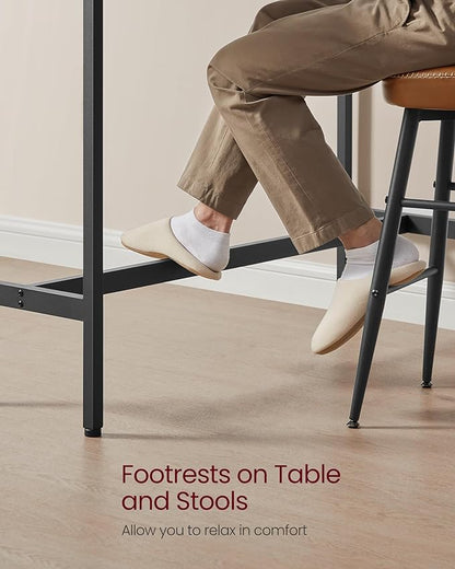 VASAGLE Bar Table, Narrow Long Kitchen Dining Table, Sturdy Metal Frame, Industrial, 15.7 x 55.1 x 35.4 Inches, Rustic White and Ink Black ULBT140B73