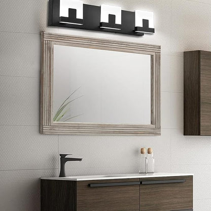 YOSHOOT Hand-Made Wooden Spliced Wall Mirror for Bathroom, Rustic Farmhouse Vanity Mirror, Décor Wall Art, Solid Wood Frame, Vertical or Horizontal Hanging, 60" x 30", Grey