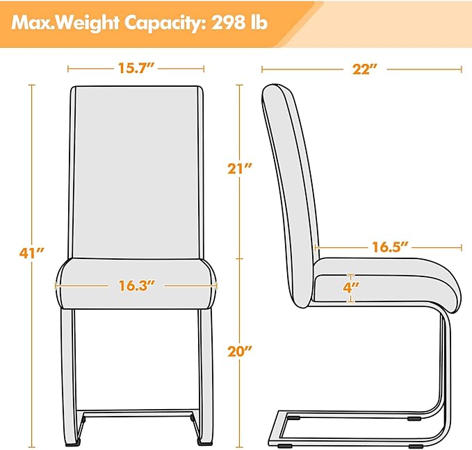 Yaheetech Dining Chairs Set of 4 Modern Faux Leather Upholstered Dining Room Chairs with High Back and Metal Chrome Legs for Kitchen/Living Room/Restaurant, Black
