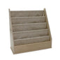 Factory Direct Partners Rustic Kid Birch Sling Book Display; Distressed Faux Leather 4-Shelf Storage for Books or Magazines; Furniture for Bedroom, Playroom, Daycare or Classroom - Almond, 13745-320