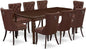 East West Furniture DODA9-MAH-26 9 Piece Dinette Set Includes a Rectangle Dining Table with Butterfly Leaf and 8 Polyester Fabric Parson Kitchen Chairs, 42x78 Inch, Mahogany