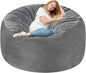 Homguava 6FT Bean Bag Chair Giant BeanBag with Memory Foam Filled, Large Bean Bag Chairs for Adults, Adult Bean Bag Chair with Dutch Velvet Cover for Living Room Bedroom-Grey