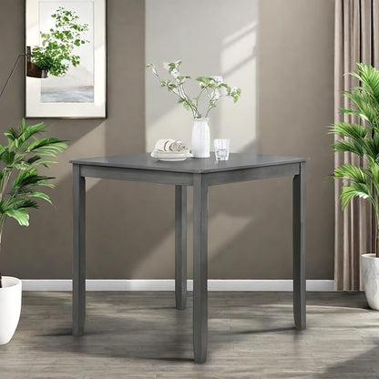 Dining Table for 4, Wooden Rectangular Kitchen Table with Natural Woodgrain Finish, 36" H MDF Modern Dining Table with Solid Wood Tapered Legs and Rounded Corners, Easy Assembly, Gray