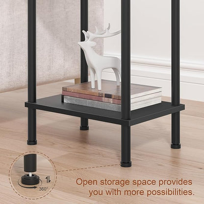 End Table,Small Side Table,2-Tier Nightstand with Storage Shelf,Sofa Bedside Table for Small Spaces in Living Room,Bedroom, Office,Stable Frame,Easy Assembly,Black