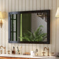 VocalStar Black Wood Framed Mirror 28 x 40 Inch, Rustic Natural Black Wooden Rectangle Bathroom Vanity Wall Mirror for Farmhouse Boho Decor, 1/4-inch Shatterproof Glass | Waterproof