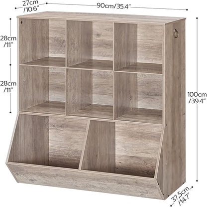 HOOBRO Kids Bookshelf, Toy Storage Cabinet, Kids Toy Organizer, 8 Cubicles, Bookcase Footboard, Bookshelf for Kids, for Playroom, Bedroom, Nursery, School, Greige BG35CW01G1