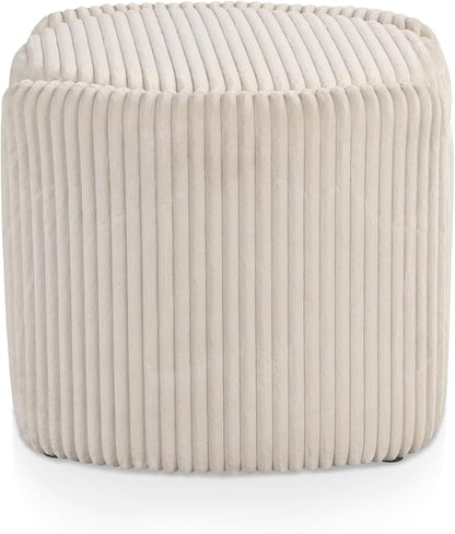 Furniture of America Lennox Modern Chenille 25-inch Round Storage Ottoman with Reversible Flip Top, Upholstered Footstool for Living Room, Bedroom, Entryway, Beige Pink