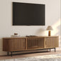 POVISON Fully-Assembled Mid Century Modern TV Stand for 75 inch TV, Sliding Door Entertainment Center with Storage, Wood TV Console, Media Console for Living Room Bedroom(Walnut, 78.74")