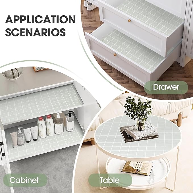 Beautysaid Shelf and Drawer Liner for Kitchen Cabinet, Non Adhesive Non Slip Shelf Paper Waterproof Washable Thickened for Dresser Pantry Shelve Bathroom Protector Liner(Light Green,23.6 in x 20 FT)