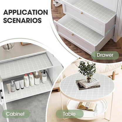 Beautysaid Shelf and Drawer Liner for Kitchen Cabinet, Non Adhesive Non Slip Shelf Paper Waterproof Washable Thickened for Dresser Pantry Shelve Bathroom Protector Liner(Light Green,23.6 in x 20 FT)
