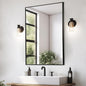 Black Bathroom Mirror, 20"x28" Rectangle Mirror, Matte Black Mirror, Metal Frame Square Corner Vanity Mirror, Wall Mounted Mirror for Modern, Living Room, Bedroom, Horizontal Or Vertical