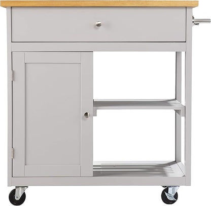 SEI Furniture Rolling w/Storage Kitchen Island, Grey/Natural (AMZ4375211AK)