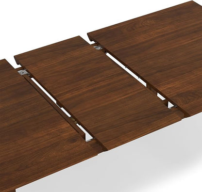 SIMPLIHOME Colby Extendable Dining Table, Solid Wood Walnut Veneer in Walnut, 60-76 x 36 inches, Contemporary-Style Rectangular Expandable Kitchen Table with Butterfly Leaf for 6+ People