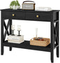 Console Table,Sofa Table 13.8" D x 39.37" W x 31.5" HEntryway Table with 2 Drawers Storage Shelve Foyer Table for Entryway Farmhouse Hallway Tables (Black)