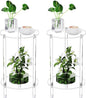 Clear Round Acrylic Side Table Set of 2 for Small Spaces, 11.81" L x 11.81" W x 19.82" H, 2 Tier Small Modern Drink End Table Nightstand, Mini Bedside Table for Living Room, Bedroom, Bathroom
