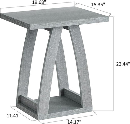 End Tables Living Room. Side Table Beside Sofa. Modern End Table for Living Room. Couch Side Table with Shelf. Slate Grey Wood Side Tables