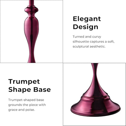 HOMES: Inside + Out Halric Modern 24" Tall Round End Table with Decorated Tabletop and Iron Metal Base, Accent Furniture, Elegant Pedestal Stand for Living Room, Home Office, Chrome Purple
