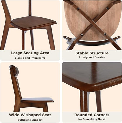 DELAVIN Soild Wood Dining Chairs Set of 6, Mid Century Oak Wood Kitchen Chairs, Vintage Dining Room Chairs Set Suitable for Kitchen, Walnut