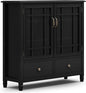SIMPLIHOME Connaught SOLID WOOD 46 inch Wide Traditional Tall Storage Cabinet in Black for the Living Room, Entryway and Family Room