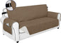 PureFit Reversible Sofa Couch Cover Water Resistant Couch Covers for 3 Cushion, Washable Furniture Cover with Non-Slip Foam and Adjustable Strap for Dogs, Pets (Oversized Sofa, Camel/Ivory)