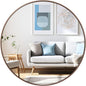 28 inch Round Bronze Mirror, Brushed Metal Framed Circle Wall Mirror for Bathroom Vanity, Bedroom Decor, Living Room, Entryway
