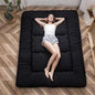 MAXYOYO Japanese Floor Mattress Futon Mattress, 4" Thicken Tatami Mat Sleeping Pad Foldable Roll Up Mat Boys Girls Dormitory Pad Kids Floor Lounger Pillow Bed, Black, King
