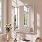 Brushed Nickel Bathroom Mirror 20x30 Inch, Brushed Silver Metal Frame Mirror Wall Mounted, Rounded Rectangle Bathroom Vanity Mirror, Tempered Glass, Anti-Rust, Horizontal/Vertical
