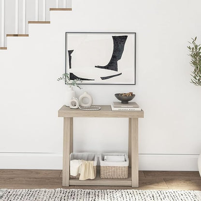 Plank+Beam Solid Wood Console Table with Storage, 36 Inch, Sofa Table with Shelf, Narrow Entryway Table for Hallway, Behind The Couch, Living Room, Foyer, Easy Assembly, Seashell