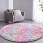 FJZFING Rainbow Round Rug Ultra-Soft Plush Modern 5x5 Circle Area Rug for Kid's Bedroom, Fluffy Shag Circular Rug for Nursery Room, Non-Slip Home Decor Colorful Carpet for Teen's Room
