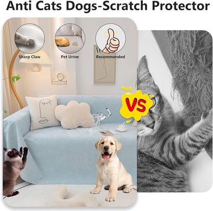 STACYPIK Waterproof Sky Blue Loveseat Couch Cover for Sectional, Couch Cover for Dogs, Anti-Slip Anti-Cat Scratch Furniture Protector for 2 Cushion Couch, Modern Couch Cushion Covers for Pets-71X71IN